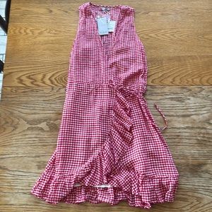 Rails Red Gingham Mini Wrap Dress NWT